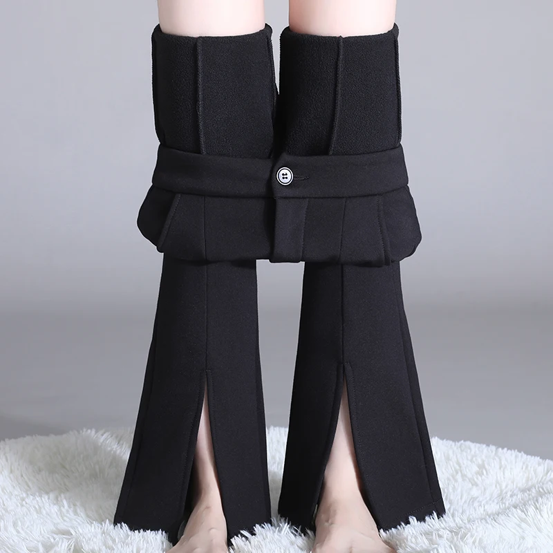 

Fashion Slit Black Flare Pants for Women Pants Korean Style Casual Office Lady Female High Waist Long Bell Bottom Trousers 2023