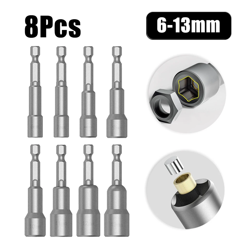FOCKEAMS 2Pcs 10mm/0.39in Magnetic Nut Setter Driver Drill Bit - View #4