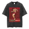Vintage Washed T Shirt Anime Baki The Grappler T-shirt Hanma Yujiro Gym Short Sleeve T-shirts Oversized Cotton Casual Tee Shirt 2