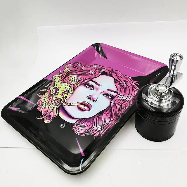 Metal Rolling Tray & Crank Grinder 6 Metal Rolling Tray & Crank Grinder 6