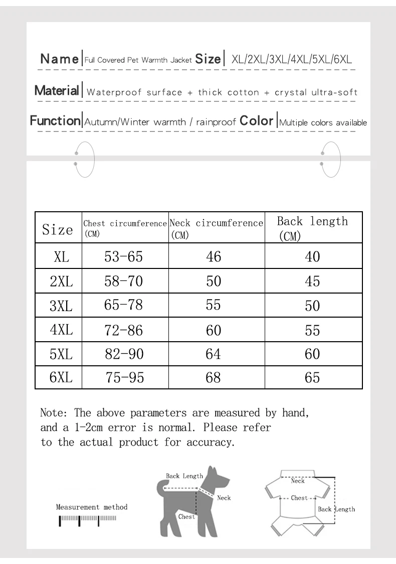 Wasserdichter Vierbeiner-Hundemantel für Winter und Herbst.