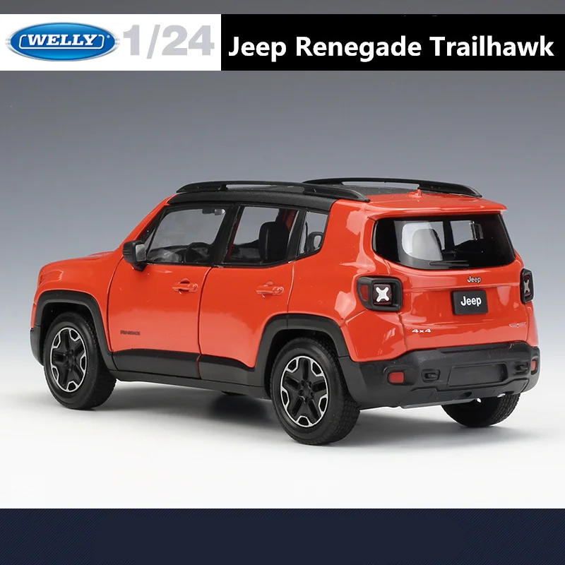 Welly Jeep Renegade Trailhawk 2017 Modellauto 1:24 – Orange, Metall, Detailgetreu | Für Sammler & Spielzeug