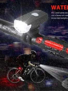 Велосипедный светильник, USB светодиодный перезаряжаемый набор, Горный цикл, Передняя Задняя головка, светильник, лампа, вспышка, светильник ...
