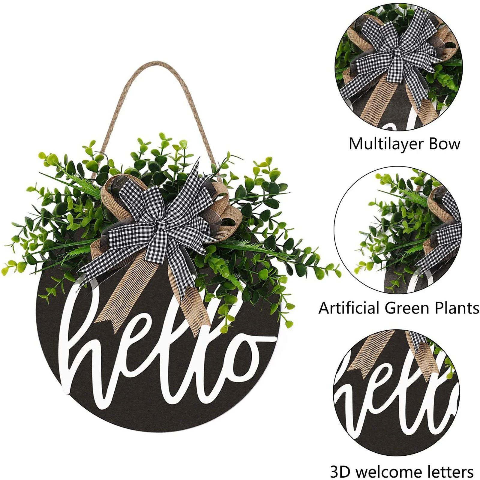 목재 웰컴 사인 프론트 도어 웰컴 사인 플라크 유럽 레트로 행잉 도어 벽 플라크, 홈 아트 장식, 30cm 