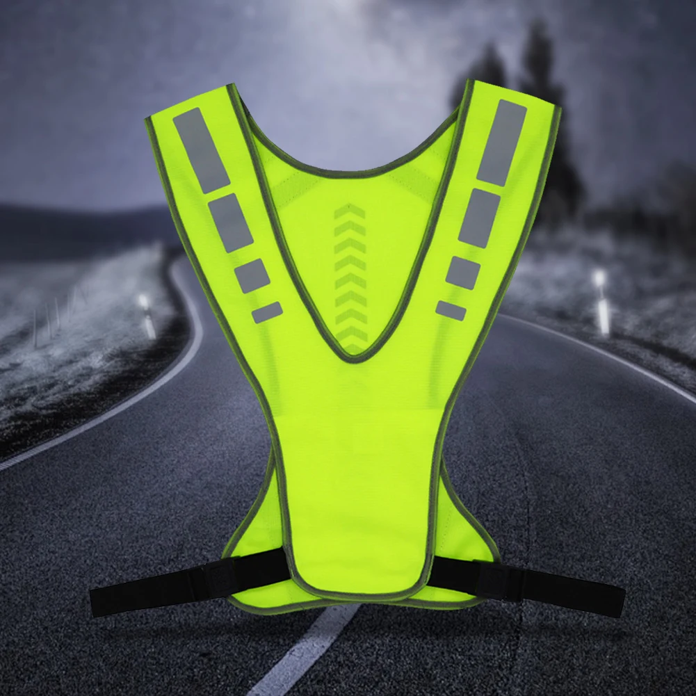 Motorcycle Safety Jacket Breathable Visible Reflective Vest Adjustable High Visibility Running Vest For Outdoor Night Riding