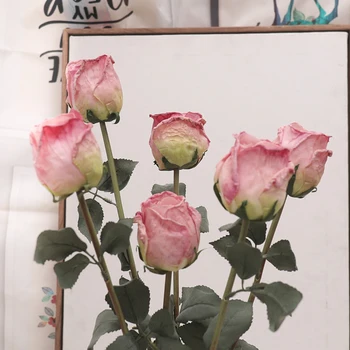 2 개 가을 럭셔리 인조 꽃 장미 가지, 57cm 연소 가장자리 실크 인조 꽃, 홈 가든 테이블, DIY 파티 웨딩 장식