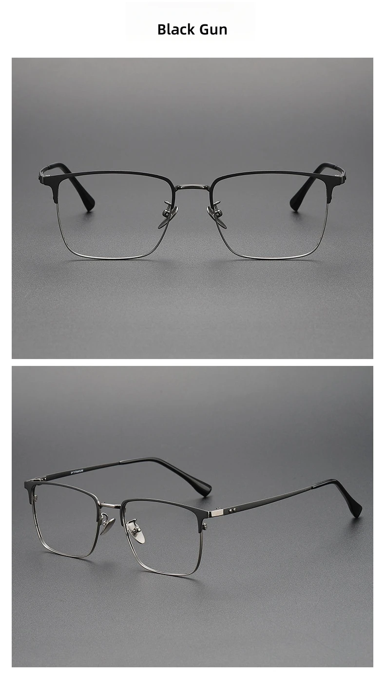 FIRADA Mode Komfort Gläser Retro Luxus Titan Quadrat Brillen Optische Brillen Rahmen Für Männer Frauen 20363-C – Detail 13