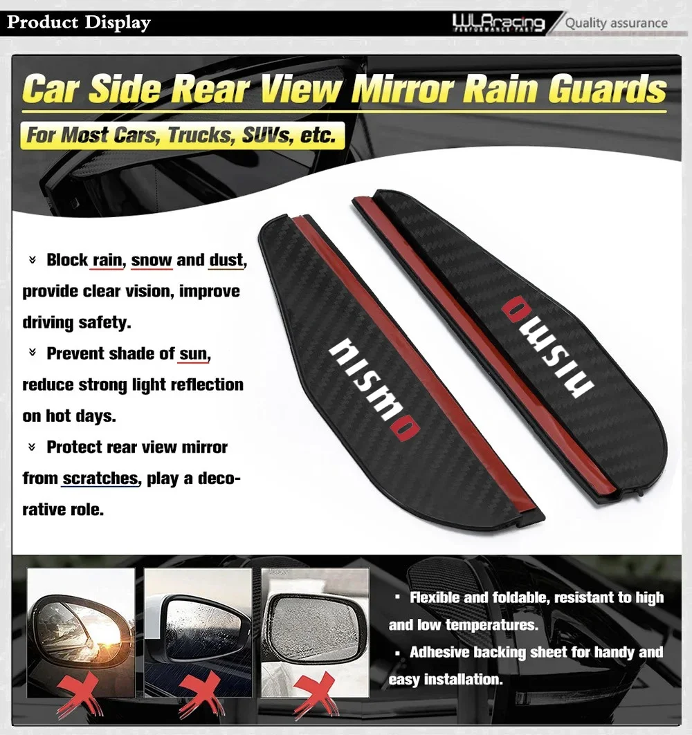 2PCS of General Motors rearview mirror rain cover carbon fiber For Nissan Nismo Tiida Teana Qashqai Juke X trail Note