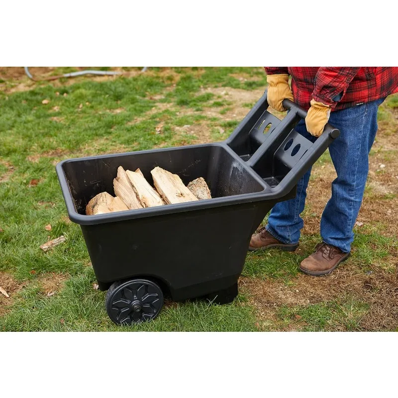Yard Cart, Heavy Duty Wheeled Large Capacity Cart, 4.5 Cubic Feet, 200-pound Capacity Black