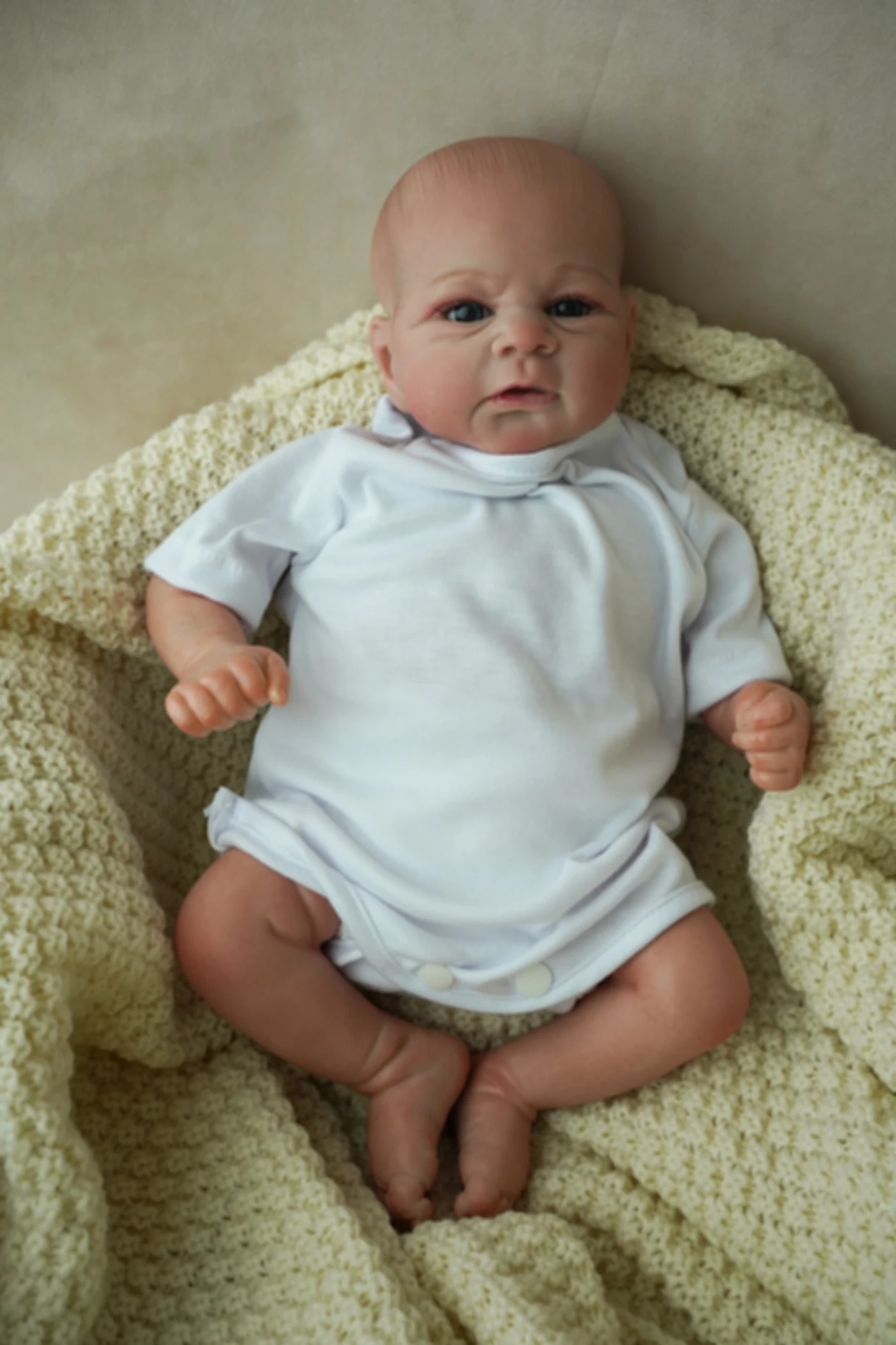 Painted Finished Doll Premie Baby Reborn Doll Lifelike 46CM Elijah High Quality Genesis Hand Painted Doll 2