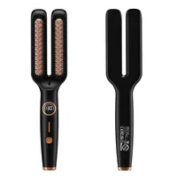 Brosse à lisser électrique Anti-frisottis, peigne chaud, une étape 2 en 1, brosse à lisser en céramique avec affichage numérique Lcd 6