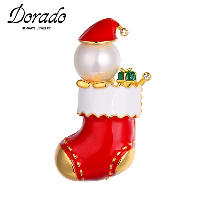 

Dorado 2023 Fashion Red Lacquer Christmas Snow Boots Pearls Brooches For Women Party Pins Clothing Jewelry Children Accessories