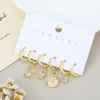 MIGGA 6pcs Mix and Match Trendy Dangle Earrings Set for Women Gold Color Plated Cubic Zircon Jewelry 2