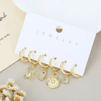 MIGGA 6pcs Mix and Match Trendy Dangle Earrings Set for Women Gold Color Plated Cubic Zircon Jewelry 2