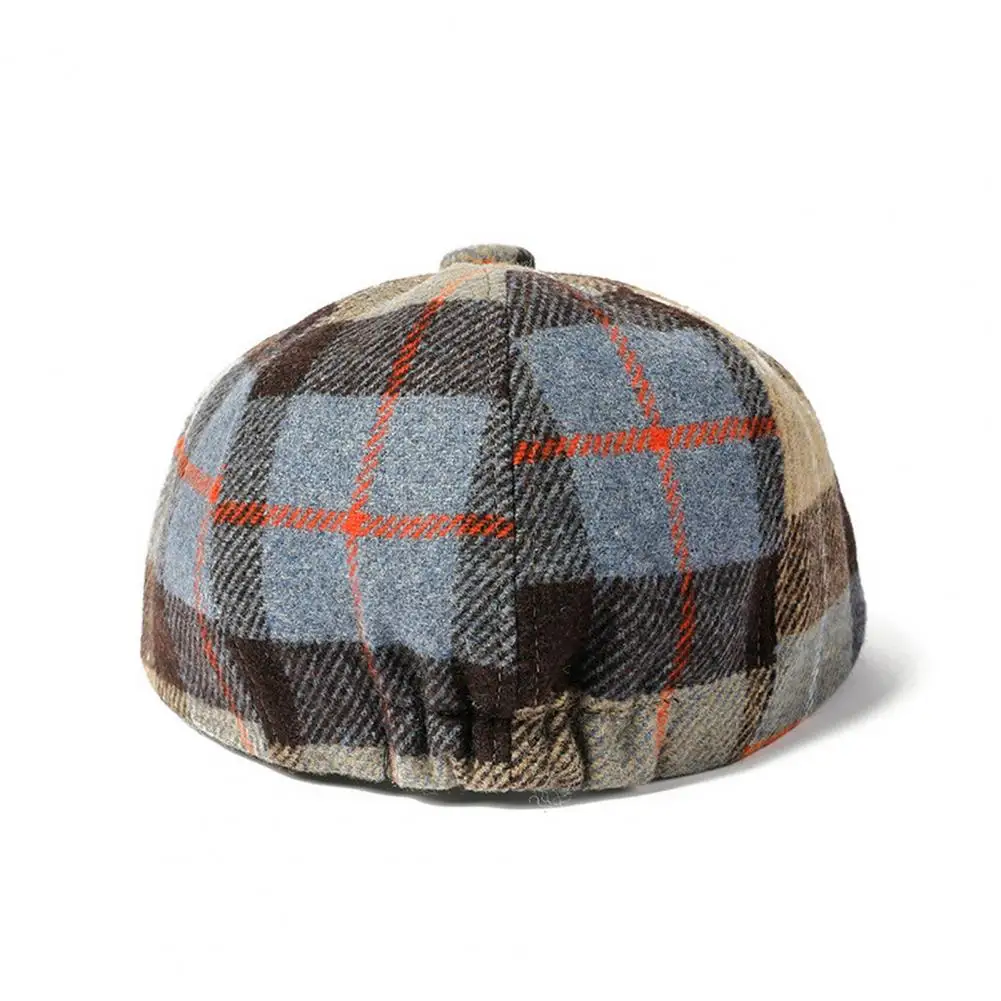 

Men Hat Vintage Plaid Print Newsboy Hat Stylish Winter Painter Cap for Women Men with Adjustable Band Anti-slip Brim Warmth Sun