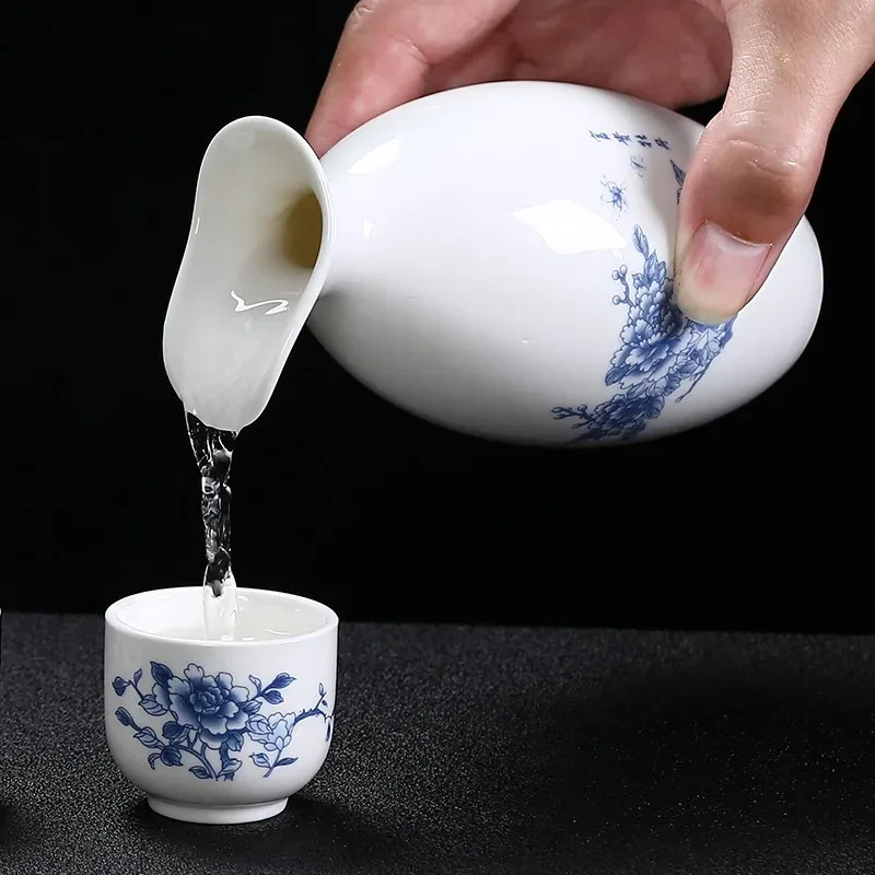 세라믹 중국 와인 디스펜서, 철 냄비 Baijiu 와인 냄비, 유리 세트