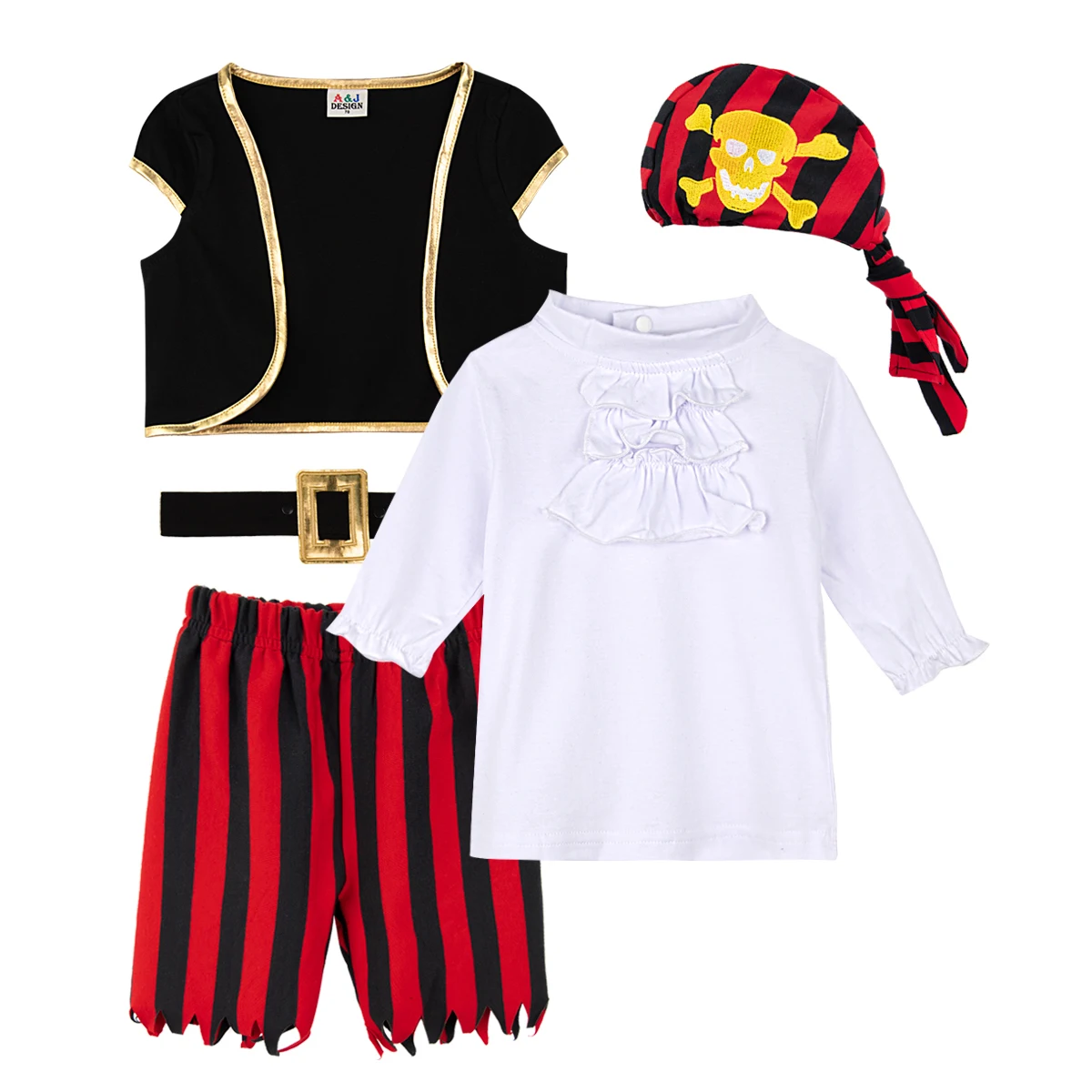 Baby Toddler Girls Pirate Costume Carnival Fancy Dress Clothes Set 5PCS Infant Cosplay Outfits 0-4 Years cosplay costume kids girls dress kids streetwear sets