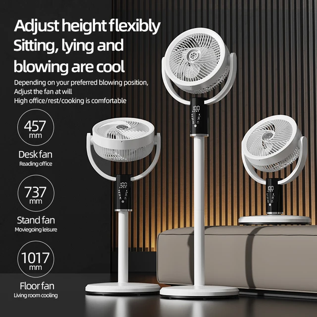 F5 floor fan household digital display timed desktop small high wind vertical shaking air circulation fan with remote control 4