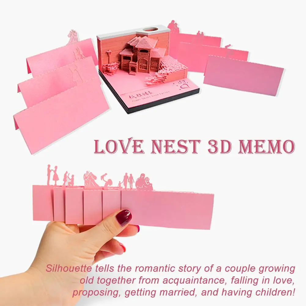 Love Nest 3D 메모장 미니 모스크 모델 종이 조각 아트 스티커 메모 종이, 사무실 장식 액세서리, 드로잉 노트북, 신제품