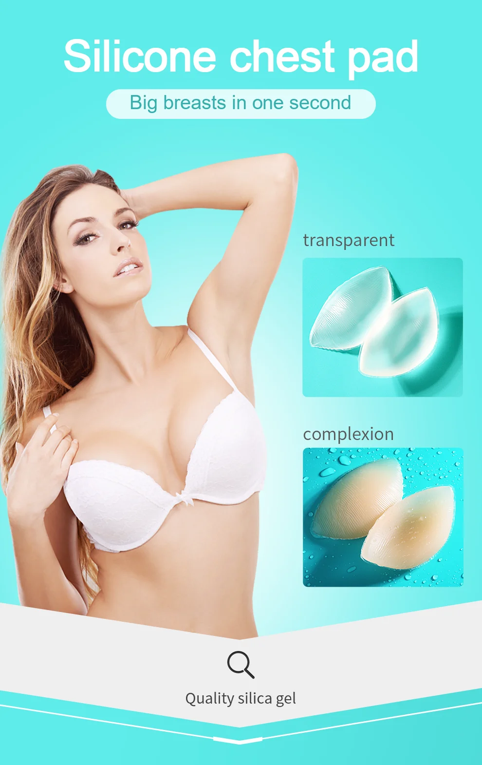 Imbottiture Reggiseno In Silicone - Inserti Push Up Trasparenti E Rimovibili - Protesi Seno Naturale Per Donne - Foto 4