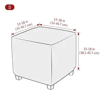 Jacquard Square Ottoman Stool Cover Elastic All-inclusive Footrest Slipcovers Living Room Anti-dust Footstool Case Pouf Covers 2
