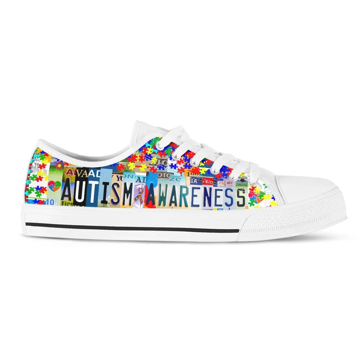 Autism Awareness Women Canvas Shoes Colorful Casual Canvas Shoes Women Fashion Student Sneakers Non-slip Comfortable Shoes