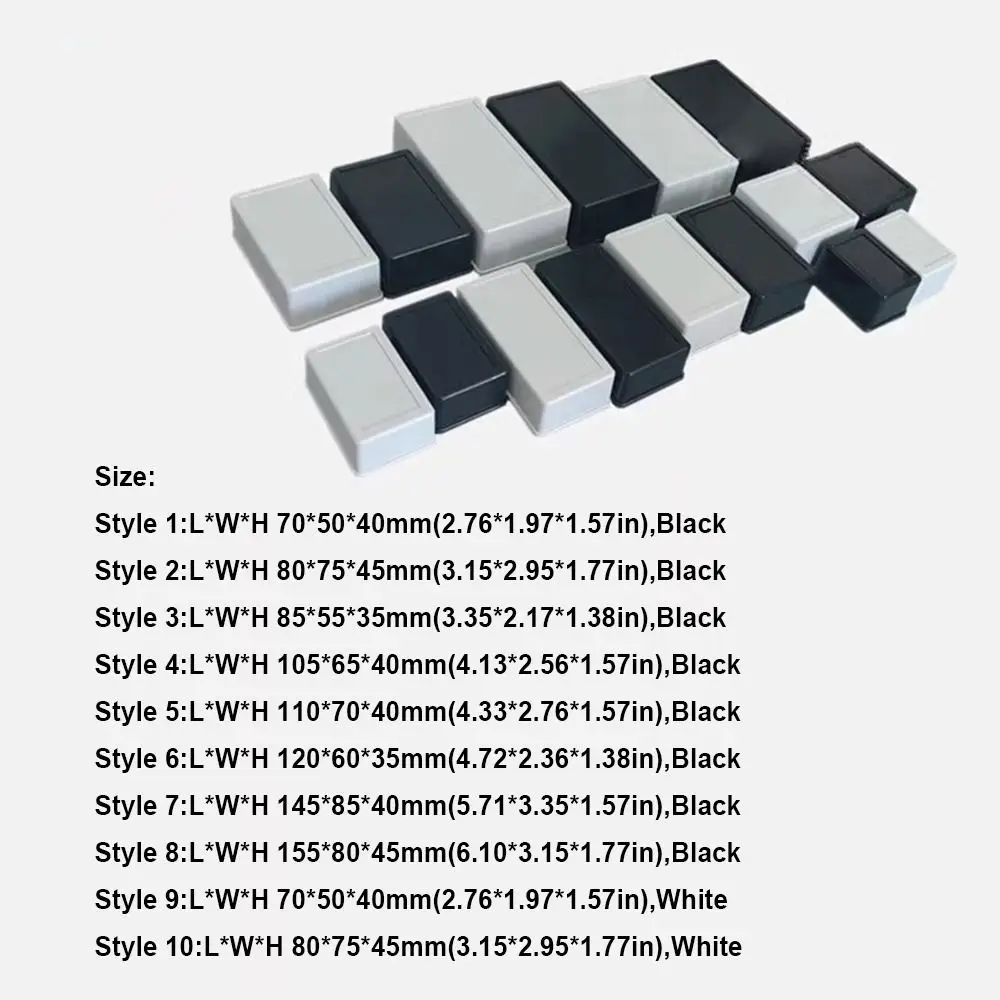 Waterproof ABS Plastic Storage Case - Multi-Style Electronic Instrument Enclosure Box, White & Black