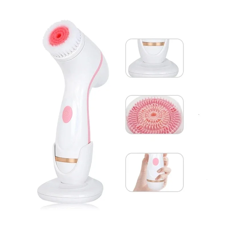 3 In 1 Electric Cleansing Brush Ultrasonic Facial Cleaner Face Massagers Sonic Rotating Cleansing Brush Face Deep Cleansing Tool