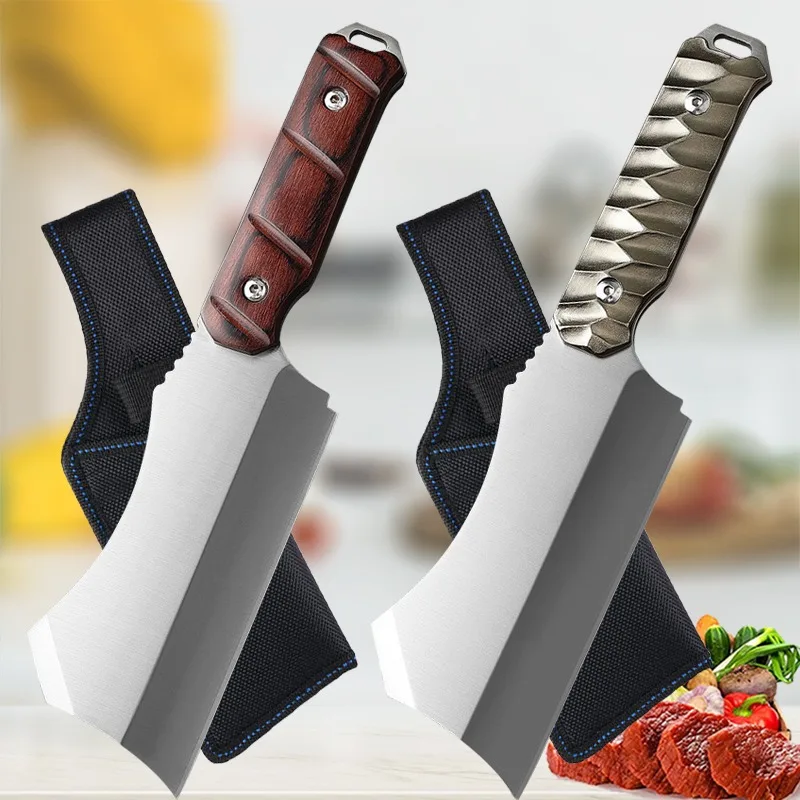 5.2" High Hardness Kitchen Knife Stainless Steel Fish Fruit BBQ Knife Butcher Chef Meat Cleaver with Cover