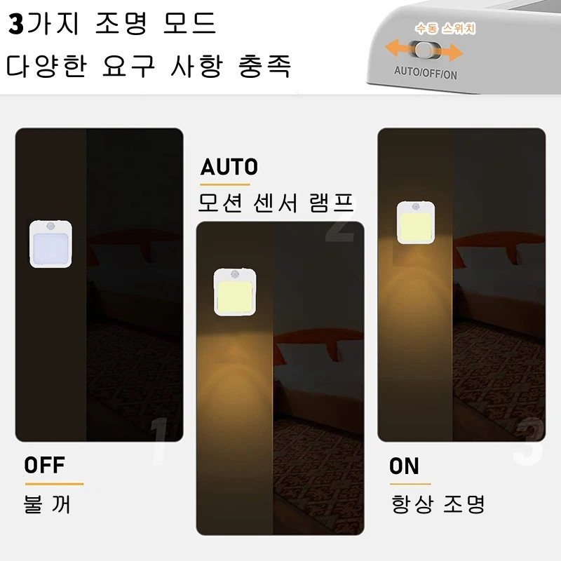 LED 빛으로 밤 빛 모션 센서 EU 플러그 램프 침대 옆 테이블 침실에 대 한 어린이 밤 빛 무선 밤 램프