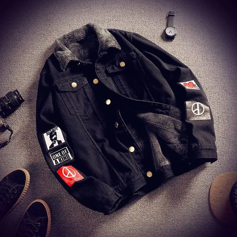 

Winter 2022 Men's Jacket Plus Velvet Warm Denim Cotton-padded Jacket Korean Style Slim Men's Plus Size Cotton-padded Jacket