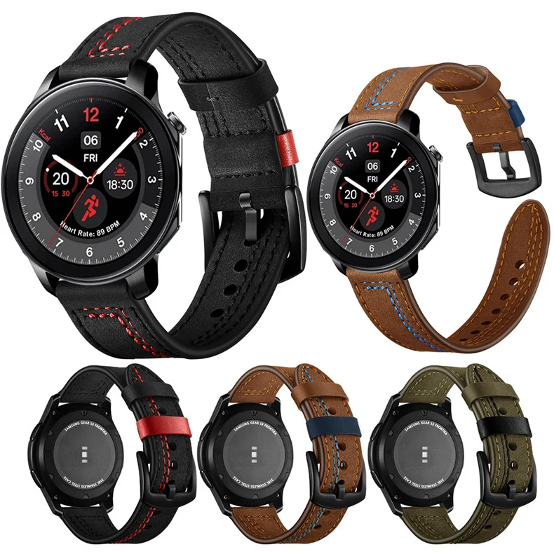 

Quick Release Leather Watchbands for OnePlus Watch 2 OPPO WatchX Casual Belt Smart Watch Strap Soft Bracelet Wrist Watch Band