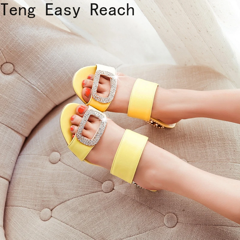 

Sandals Women's New High-heeled Women's Sandals One Word Buckle Rhinestone Thick with Fish Mouth Women's Shoes 34-43