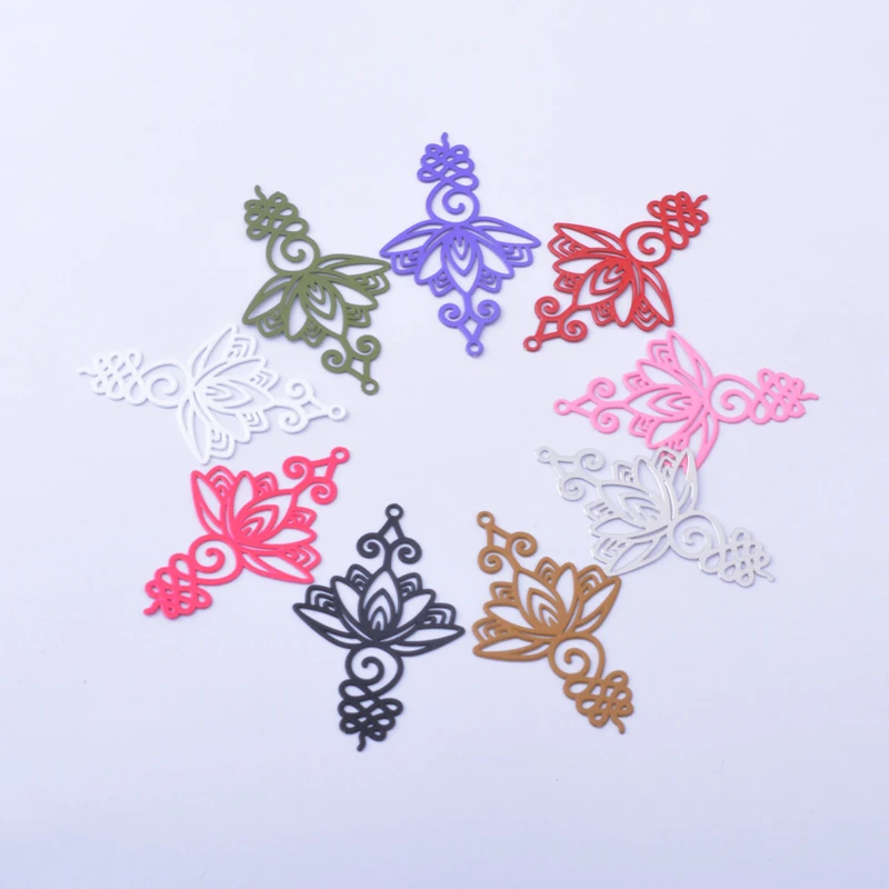 30 Stück AB7975 Messing-Blumenanhänger, bunte Charms für DIY-Schmuckherstellung von Ohrringen