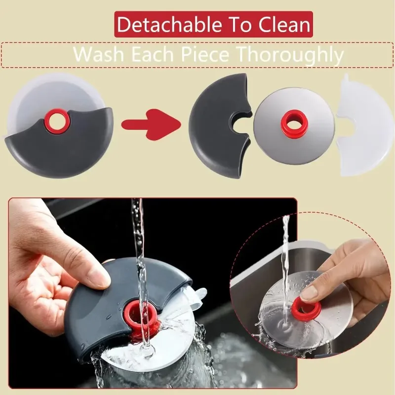 New Type Pizza Cutter Protective Hand Cover Detachable Drum Protective Hand Cutter Stainless Steel Kitchen Tools