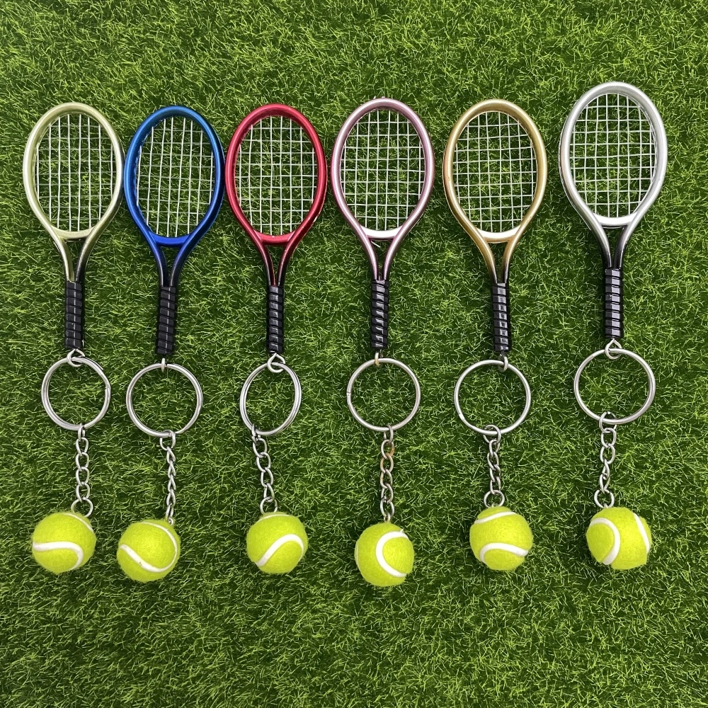 Tennis Accessories Tennis Racket Keychain Cute Sport Mini Keychain car 6 color Pendant Keyring Sports Key Chain Gifts