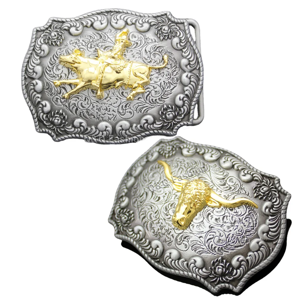 

Western Vintage Engraved Gold Horn Bull Belt Buckle Men Jewelry Head Rodeo Cowboy Metal Accessories 4cm Width Belt Dropshipping