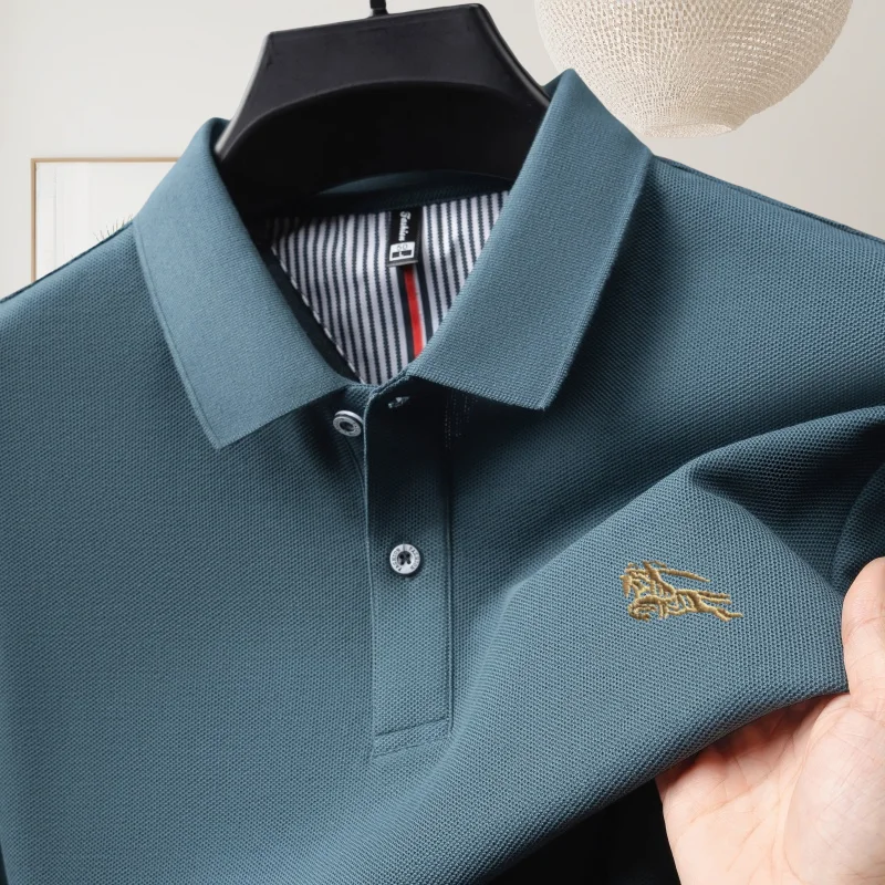 Polo da Uomo Classica 100% Cotone, Best-Seller con Ricamo Pony, Elastica, Estiva, Comoda e Traspirante, Top Corto per Uso Quotidiano - immagine 2