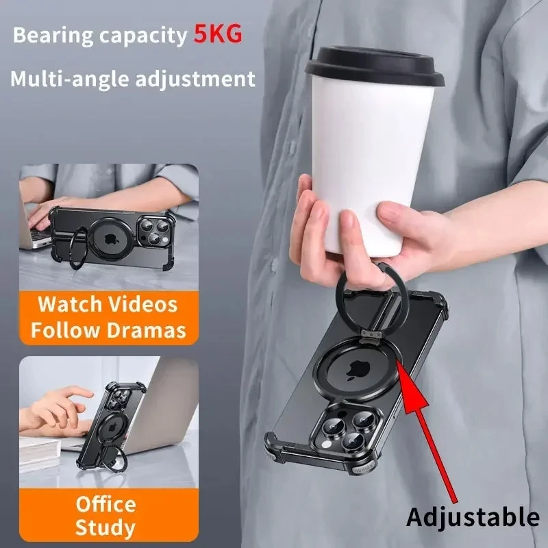Rotating Bracket Magnetic Phone Case For iPhone 15 13 14 12 Pro Max 15 14 Plus Bumper Magsafe Wireless Charging Cellphone Covers