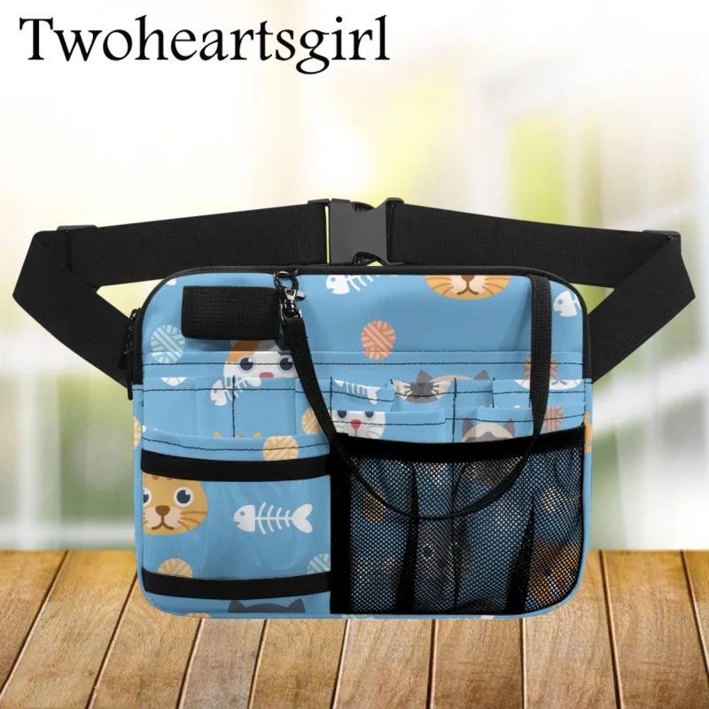 

Twoheartsgirl Print on Demand Funny Cat Pattern Nurses Fanny Pack Nursing Belt Organizer for Women Portable Nurse Waist Pouch