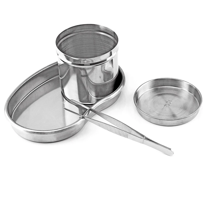 Stainless Steel Kidney Shaped Sterilized Tray Jar Pot Container Bottle Tweezers Medical Dental Surgical Cosmetic Tattoo Accesory