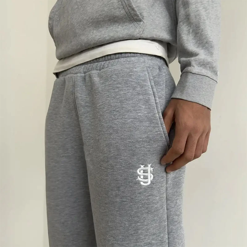 High Street Y2K Pants Mens Casual Trousers Hoodie Sets Streetwear Straight Sweatpants Loose Embroidery Hoodie Couple Trendy Suit