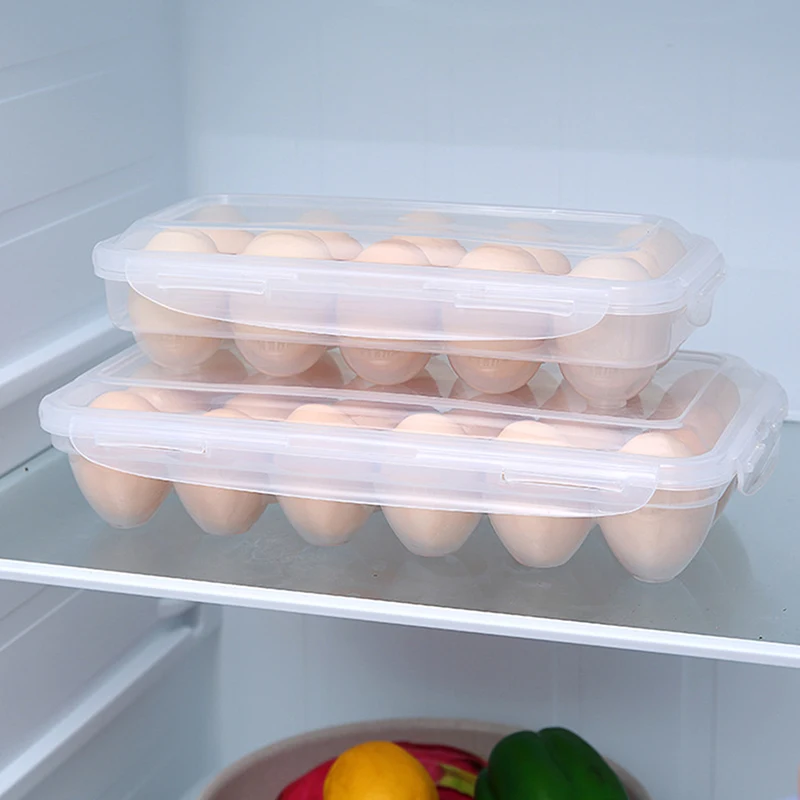 10/18/34 Grids Egg Storage Box With Lid Kitchen Refrigerator Egg Box Egg Drop Rack Egg Storage Box Fridge Egg Organizer Tray 3
