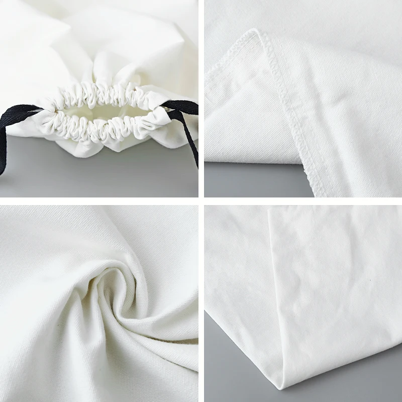 10pcs/lot White Cotton Canvas Bags Big Size Christmas Gift Jewelry Home Storage Sacks Drawstring Packaging Pouches Custom Logo