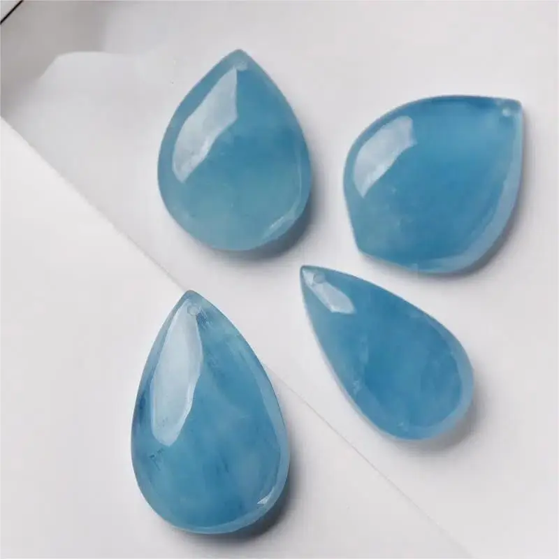 Aquamarine Water Drop Pendant Ice Type Green Pillar Stone Aquamarine Original Stone Crystal Necklace For Men And Women Crystal