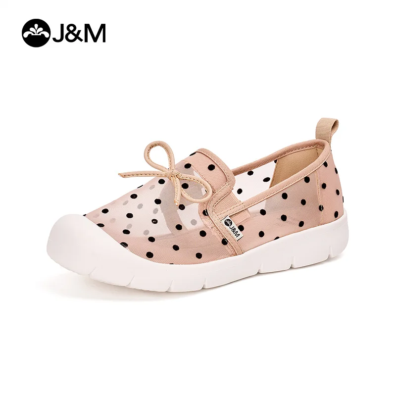 

J&M Fashion Women Loafers Spring Summer Bow Mesh Breathable Platforms Lady Slip-On Shoes White Casual Shoes Black White Sneakers