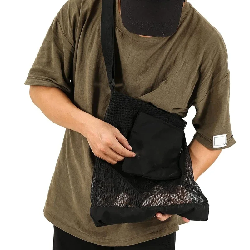 Mushroom Collecting Bag Adjustable Shoulder Strap Mushroom Hunting Bag Foraging Tool Basket Mesh Picking