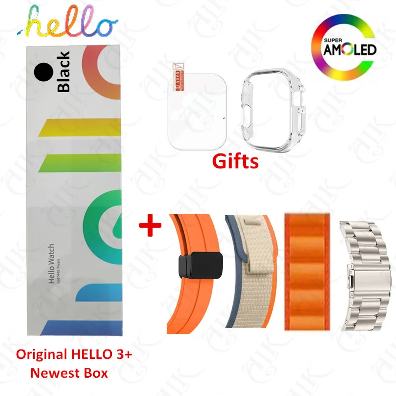 Hello Watch 3 Plus Ʈ Ʈġ, AMOLED, 1GB ROM, NFC ħ,  ȭ,  Ʈ ġ, IOS ȵ̵, 2024 