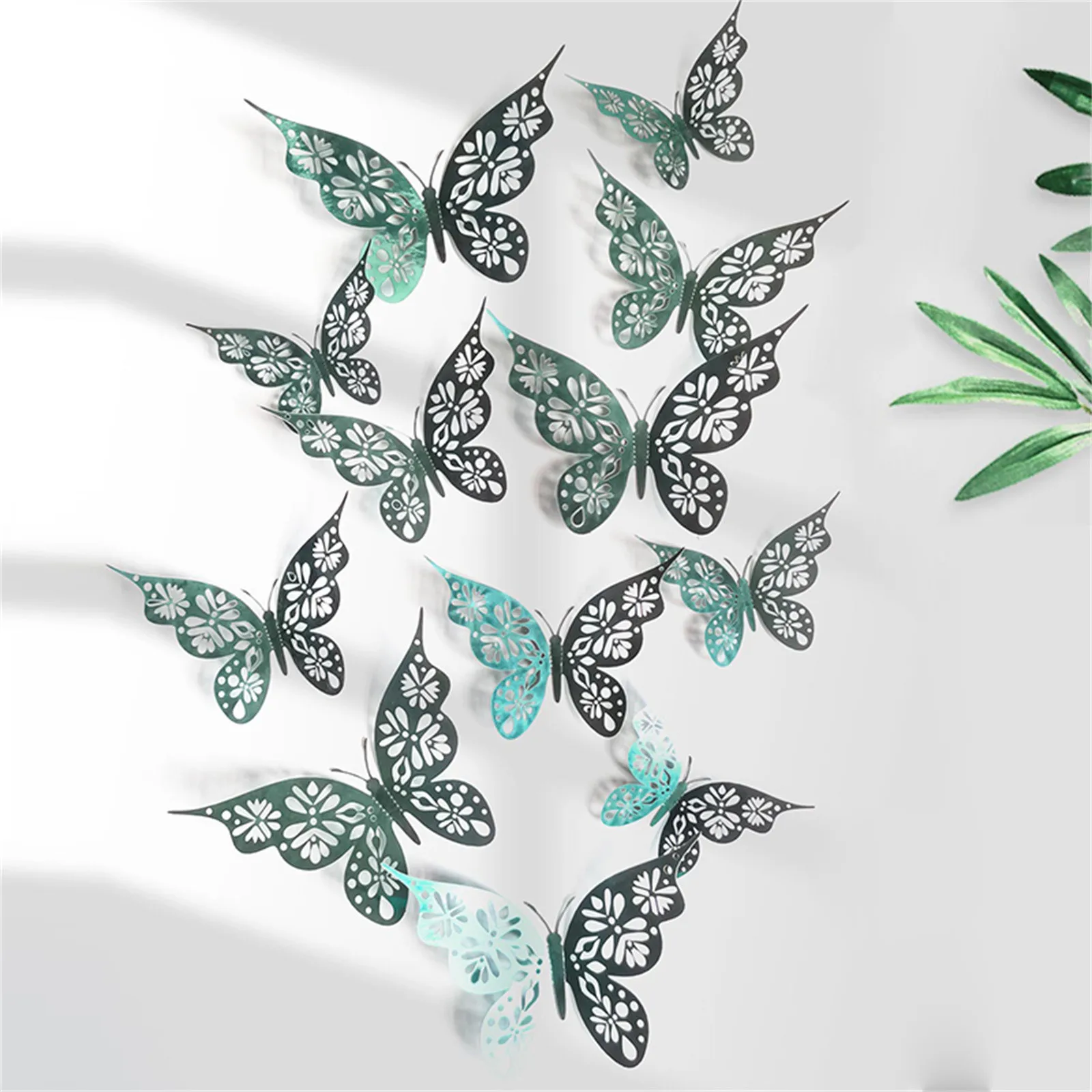 12pcs 3d Hollow Butterfly Wall Decor 3 Sizes Butterfly Stickers Hollow