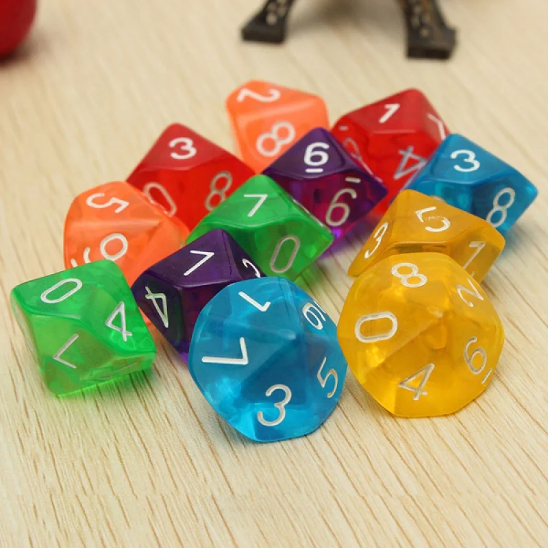 TRPG Pearlized Effect D10 Dice 10 Sided Games Dices Colorful Desktop Game 10PCS/lots acrylic dice game dice dice set